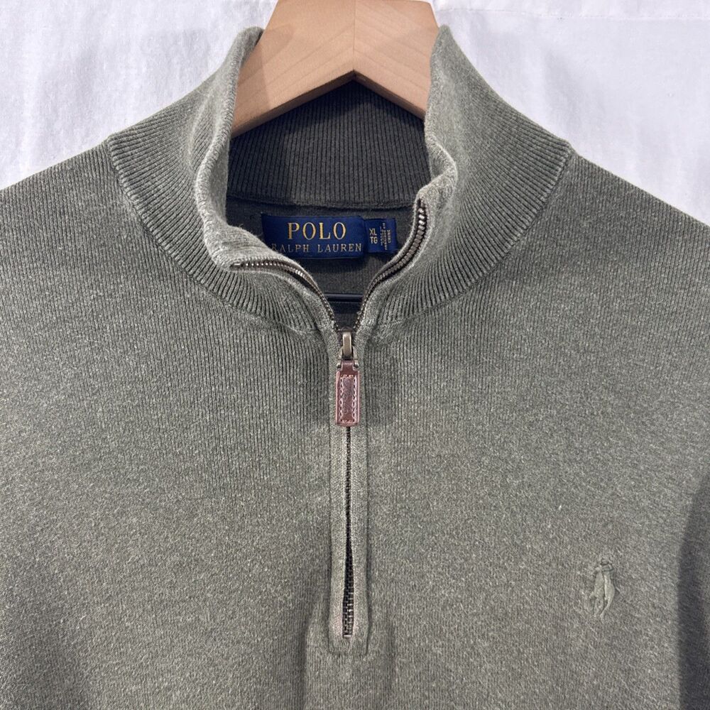 Polo Ralph Lauren 1/4 Zip Green Pullover Mens Sz XL Pima Cotton Preppy Old Money - Picture 8 of 13